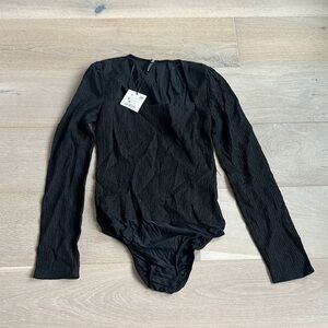New Zara Black Long Sleeve womens One Piece top sz small
